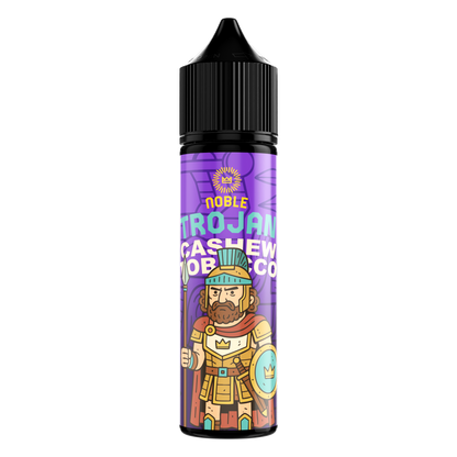 NOBLE Trojan Cashew Tobacco MTL e-liquid bottle with 6mg nicotine, 60ml, featuring a label with tobacco and cashew imagery.
