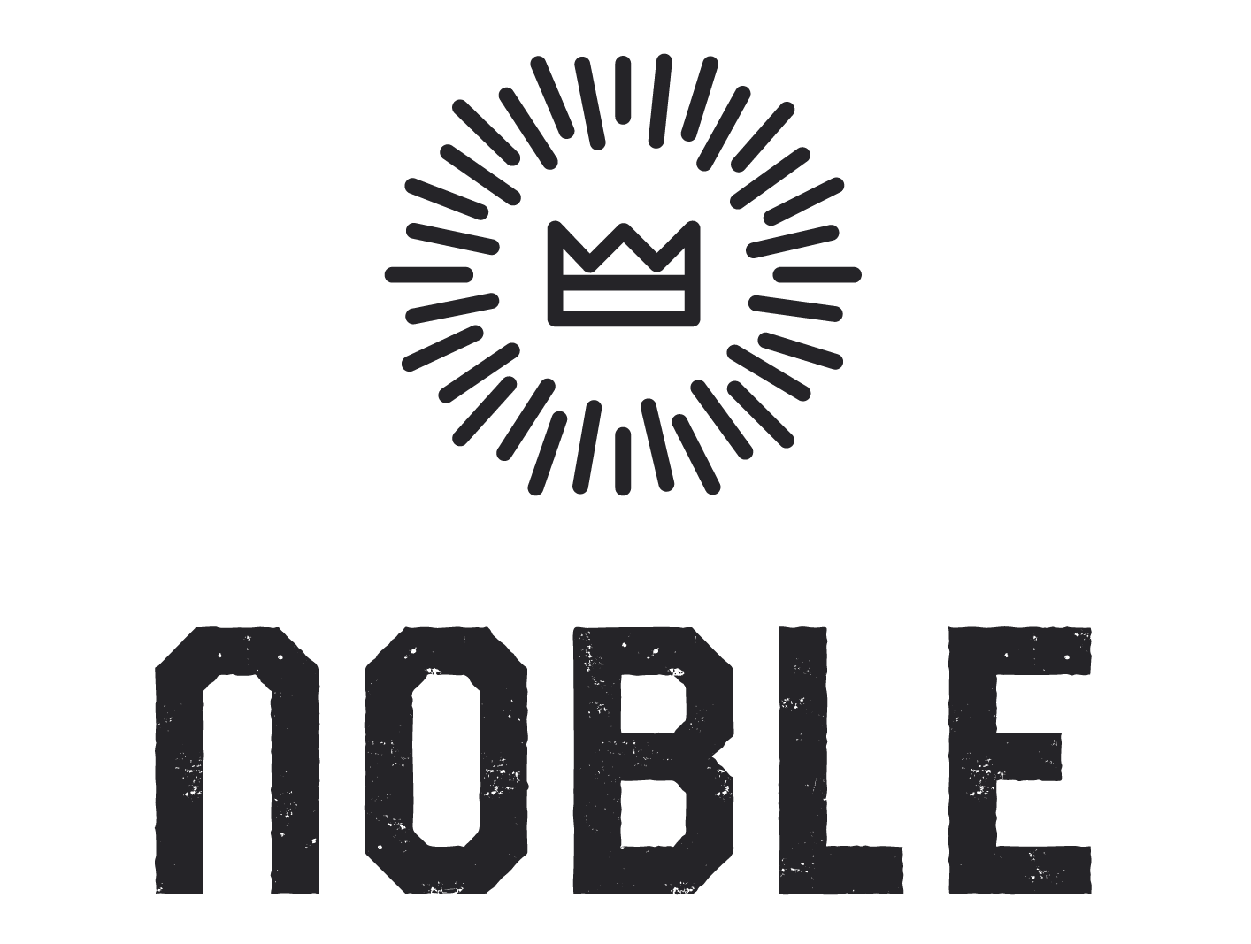 Logo with the word 'Noble' and a crown symbol on a white background