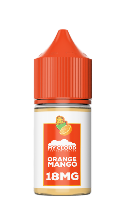 Orange mango vape juice bottle with 'My Cloud' branding on a white background