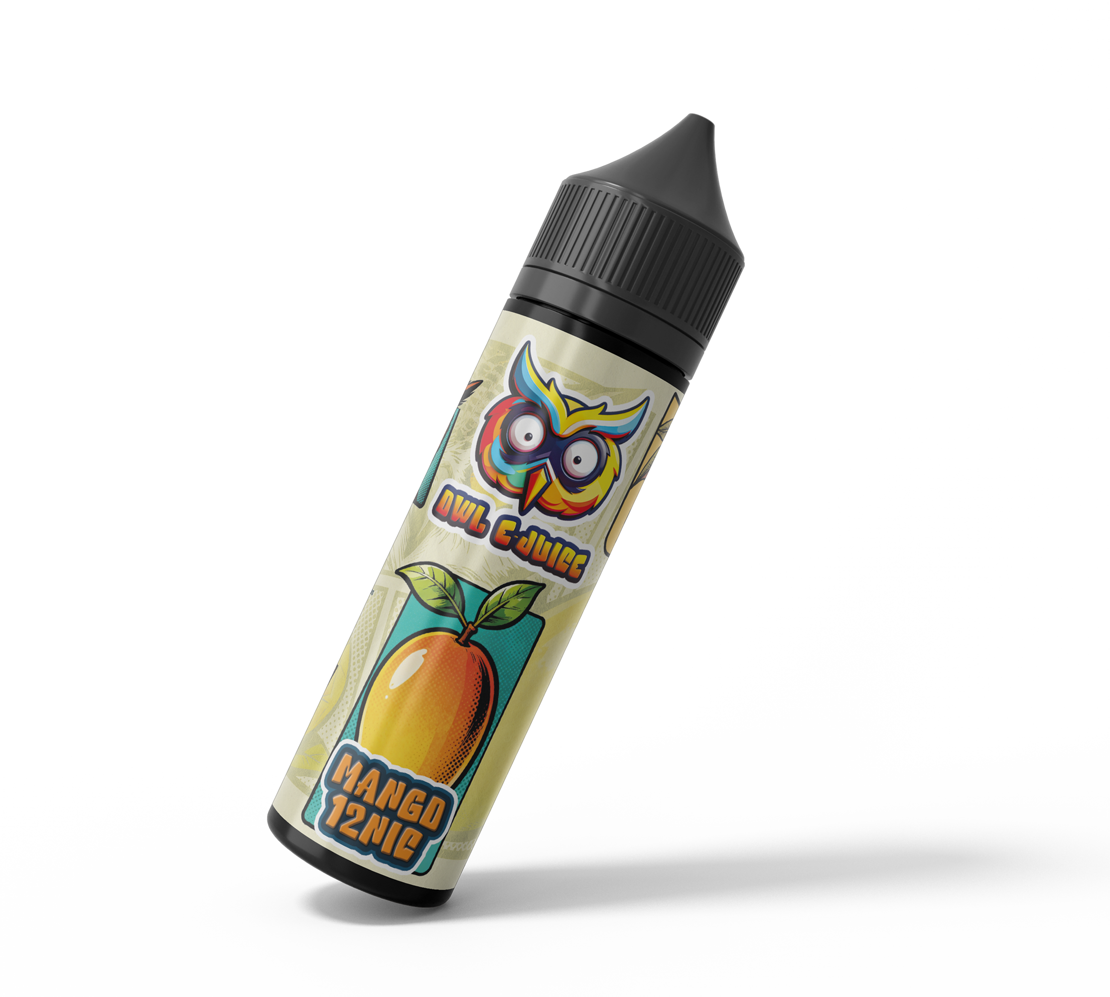 OWL E-JUICE Owl Mango 60ml e-liquid for MTL vaping, featuring fresh mango flavor in a clear 60ml bottle with nicotine 9mg.