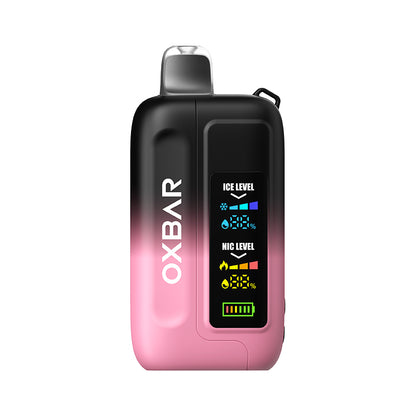 OXBAR ICE-NIC CONTROL 35K disposable vape with Peach Blue Razz flavor, showing the sleek device with colorful branding and flavor label.