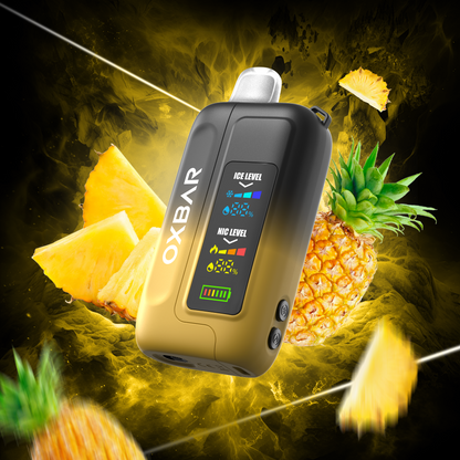 OXBAR ICE-NIC CONTROL 35K disposable vape with sour pineapple flavor, showing the sleek device with flavor label and puff count.