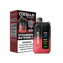 OXBAR ICE-NIC CONTROL 35K disposable vape with strawberry watermelon flavor, showing the sleek device with colorful branding.