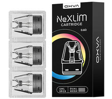 OXVA NeXLIM refillable cartridge with 4ml capacity, top-fill design, and 0.6 ohm resistance for vape devices.