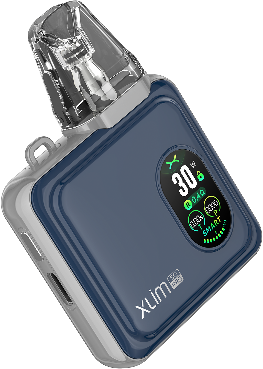 OXVA XLIM SQ PRO pod system in gold carbon finish, compact portable vape device with sleek design.