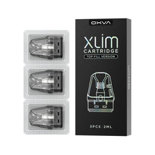OXVA XLIM refillable cartridge with 2ml capacity, featuring top-fill design and 0.6 ohm coil for vaping devices.