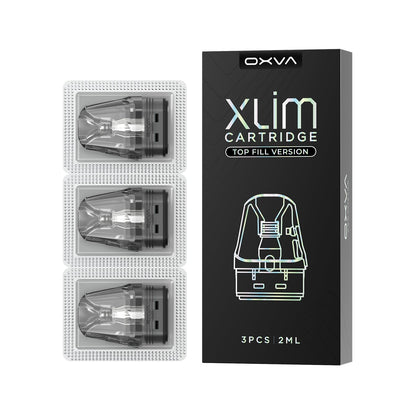 OXVA XLIM refillable cartridge with 2ml capacity, featuring top-fill design and 0.6 ohm coil for vaping devices.