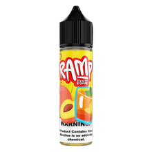 RAMP Peach Ice Tea MTL e-liquid bottle with peach and tea flavor, 60ml capacity, nicotine 6mg, for vaping.