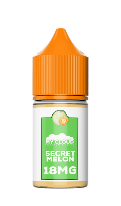 Vape juice bottle labeled 'Secret Melon' with 'My Cloud' branding on a white background