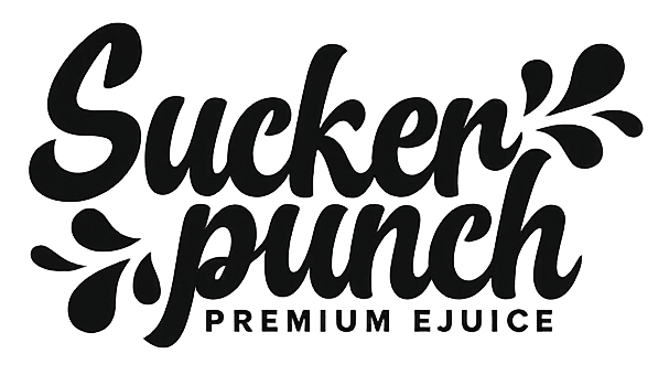 Black stylized text reading 'Sucker punch' with smaller text 'PREMIUM EJUICE' underneath, on a plain white background.