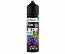 E-Liquid bottle from THE BARTENDER Mix Grapes flavor, 60ml size, 3mg nicotine, featuring a colorful label with grape imagery.