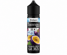 E-liquid bottle from THE BARTENDER with passion fruit and guava flavor, 60ml size, 3mg nicotine strength.