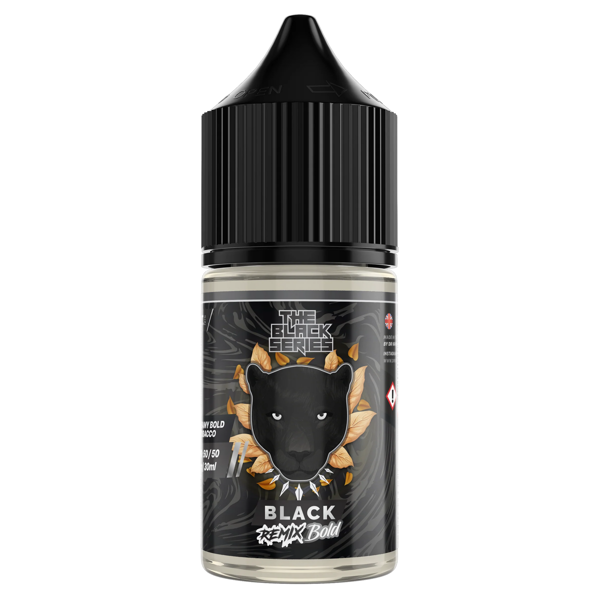 Black Remix Bold 30ml salt e-liquid by The Black Series, featuring a sleek black bottle and bold flavor label.