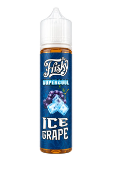 The Frisky Supercool Ice Grape 60ml e-liquid bottle from THE FRISKY E-JUICE, featuring grape flavor and MTL vaping style.
