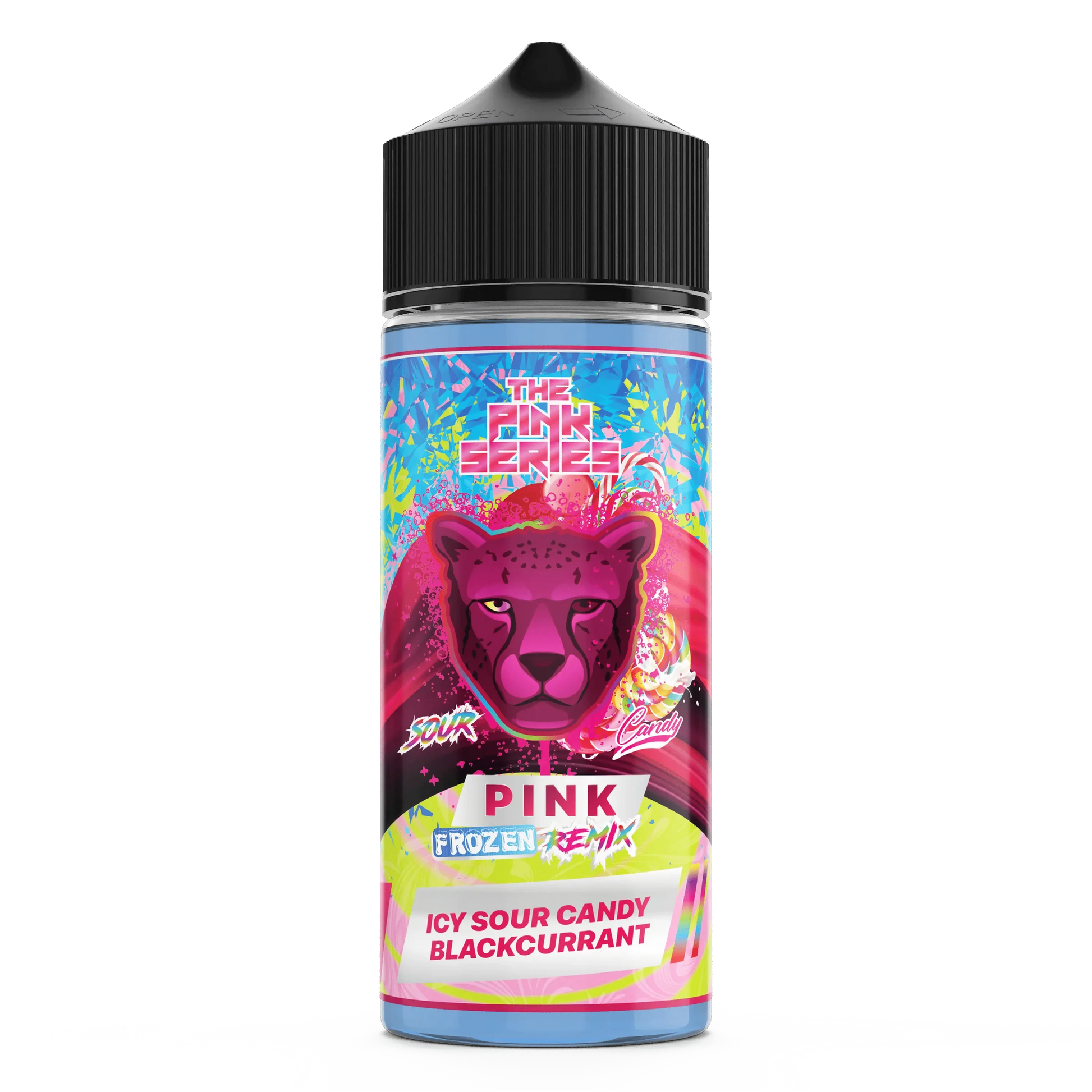 Pink Frozen Remix e-liquid by The Frozen Series, 100ml MTL vape juice with vibrant pink color and smooth vapor.