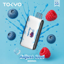 TOKYO Adjust Cool 50K Puffs disposable vape with berries flavor, 50mg salt nicotine, designed for long-lasting vaping.
