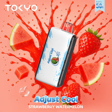 TOKYO Adjust Cool 50K Puffs disposable vape with strawberry watermelon flavor, 50mg salt nicotine, and sleek design.