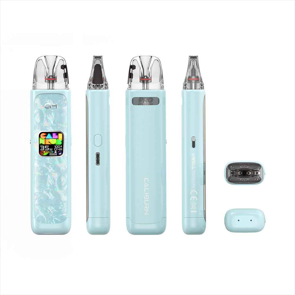 UWELL CALIBURN G4 pod system in polar black, part of the UWELL CALIBURN series, featuring sleek design and compact size.