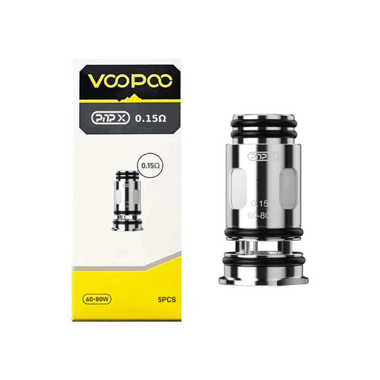 VOOPOO PNP X Coils for vaping devices, showing a pack of replaceable coils with coil heads and branding.