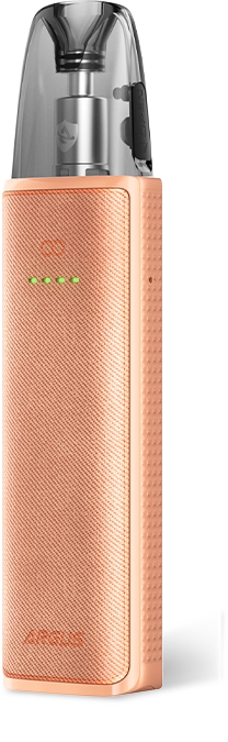 VOOPOO ARGUS Z3 pod system in coral pink with sleek design and compact shape, showing the device's colorful exterior and mouthpiece.