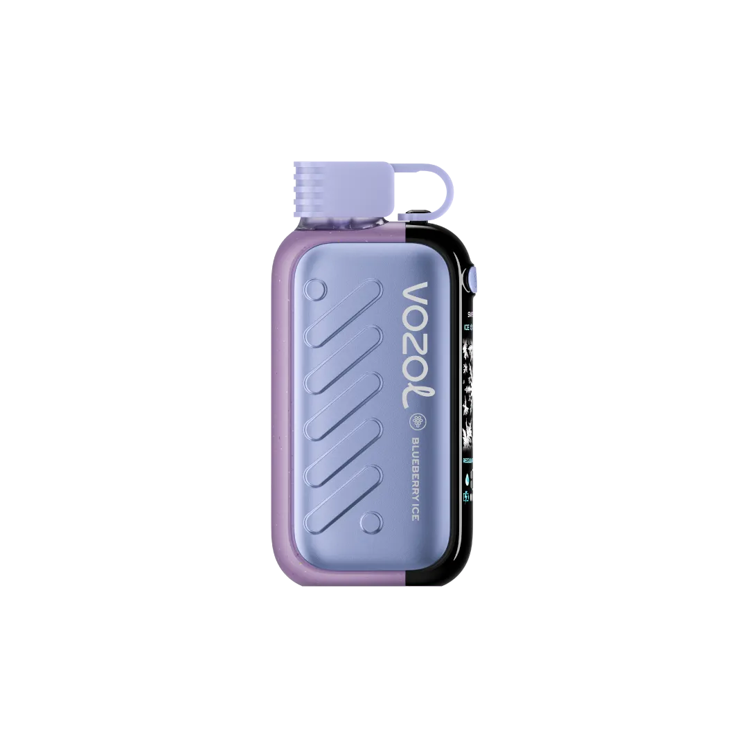 VOZOL GEAR ICE&SWEET disposable vape with blueberry ice flavor, 50K puffs, 50mg salt nicotine, in blue color.
