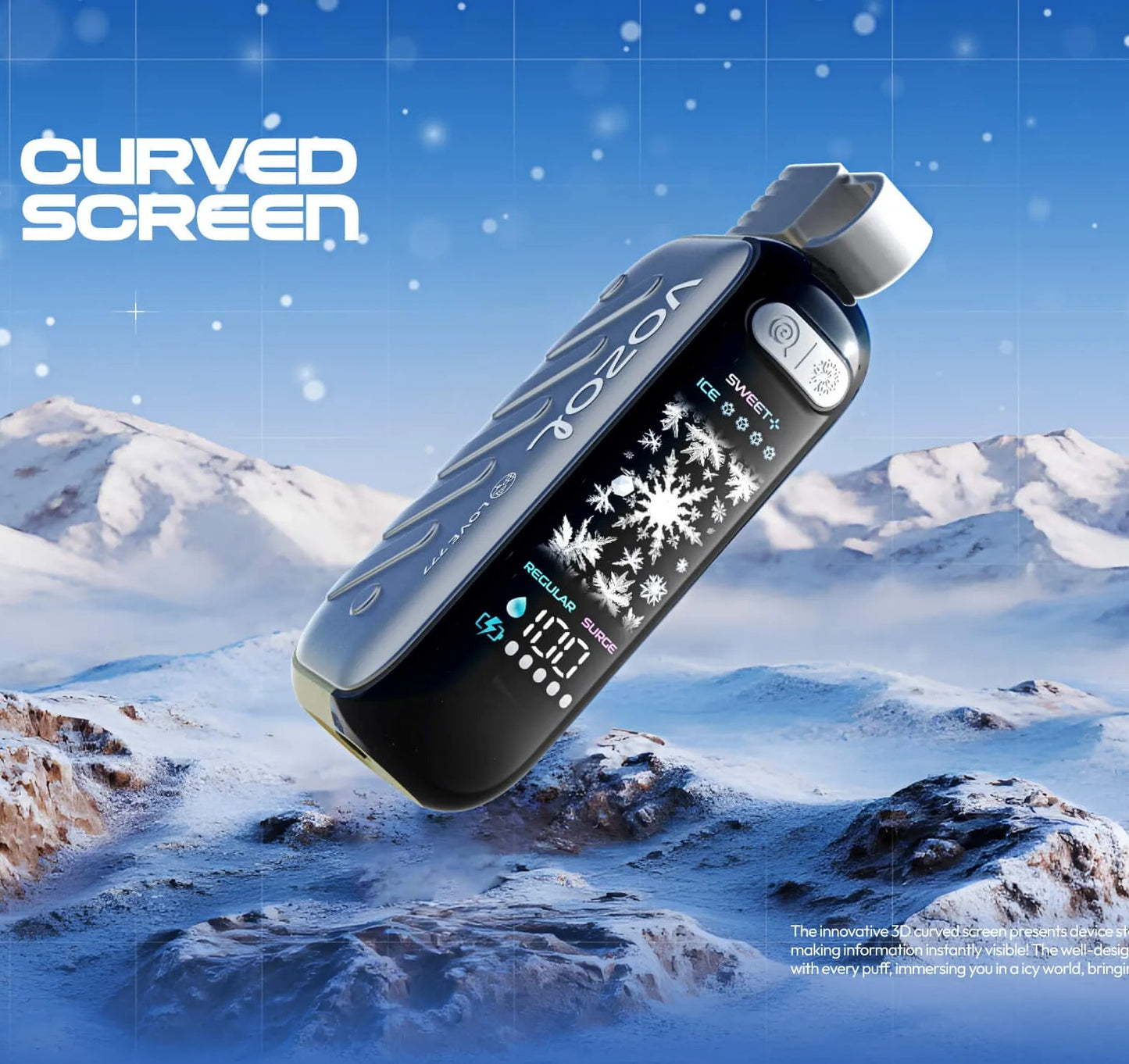 VOZOL GEAR ICE&SWEET Blue Razz Ice disposable vape with 50K puffs, featuring colorful packaging and a sleek design.