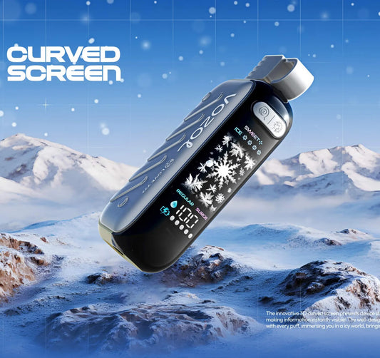 VOZOL GEAR ICE & SWEET Blue Razz Ice disposable vape with 50,000 puffs, featuring colorful packaging and flavor details.