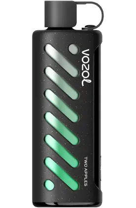 VOZOL GEAR SHISHA disposable vape with two apple flavor, 25,000 puffs, featuring sleek design and brand logo.
