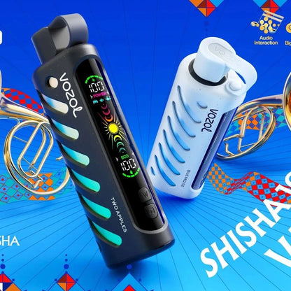 VOZOL GEAR SHISHA disposable vape with Berry Ice flavor, featuring 25,000 puffs and water-mint design.