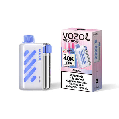VOZOL Vista 40K Puffs Love 777 disposable vape from VOZOL VISTA SERIES with salt nicotine, showing the colorful device.