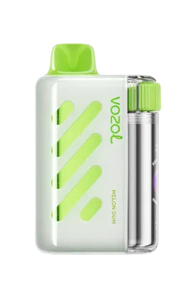 VOZOL VISTA Series disposable vape with Melon Gum flavor, offering 40,000 puffs, 50mg salt nicotine, and a sleek design.