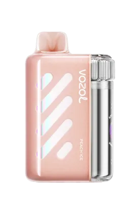 VOZOL VISTA Series Peach Ice disposable vape with 40,000 puffs, 50mg salt nicotine, in a sleek, compact design.