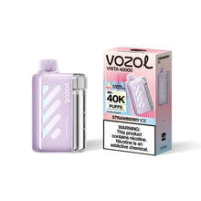 VOZOL Vista 40K Puff Strawberry Ice disposable vape pen from VOZOL VISTA SERIES, featuring strawberry ice flavor and salt nicotine.