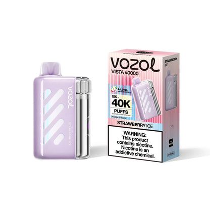 VOZOL Vista 40K Puff Strawberry Ice disposable vape pen from VOZOL VISTA SERIES, featuring strawberry ice flavor and salt nicotine.