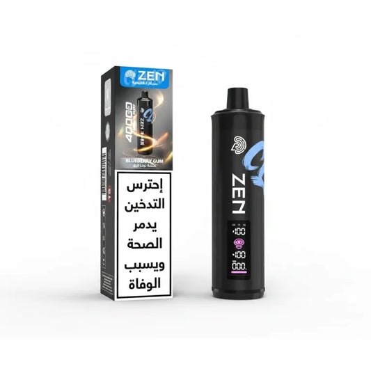 ZEN CLOUD SHISHA 40K disposable vape with Blueberry Gum flavor, showing the sleek blue device with flavor label.